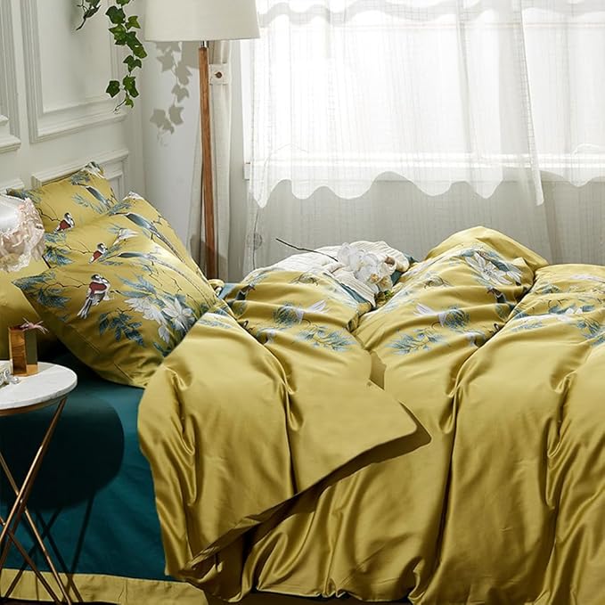 mixinni Vibrant Colored Comforter Twin XL Size Bed Floral Printed Comforter Set Flower Birds Bedding Comforter with 2 Pillowcases for All Season-Twin XL Size
