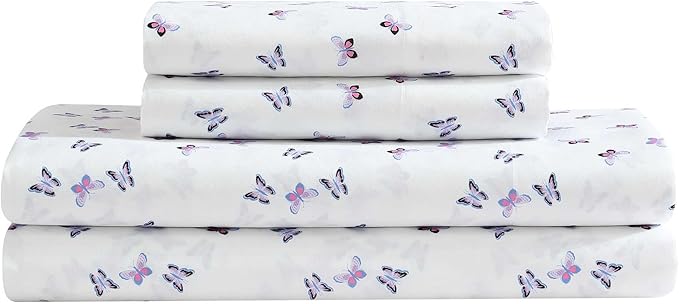 Betsey Johnson - Comforter Set, Super Soft Bedding with Matching Sham & Sheets, Includes Bonus Pillowcase & Reversible Plush Throw (Ombre Purple, Queen)