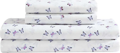 Betsey Johnson - Comforter Set, Super Soft Bedding with Matching Sham & Sheets, Includes Bonus Pillowcase & Reversible Plush Throw (Ombre Purple, Full)