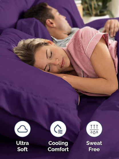 Extra Deep Cal King Sheet Set - 6 Piece Breathable and Cooling Sheets - Hotel Luxury Bedding for Women, Men, Kids & Teens - Easy & Secure Fit - Soft, Wrinkle Free & Comfy - Extra Deep Pockets - Purple