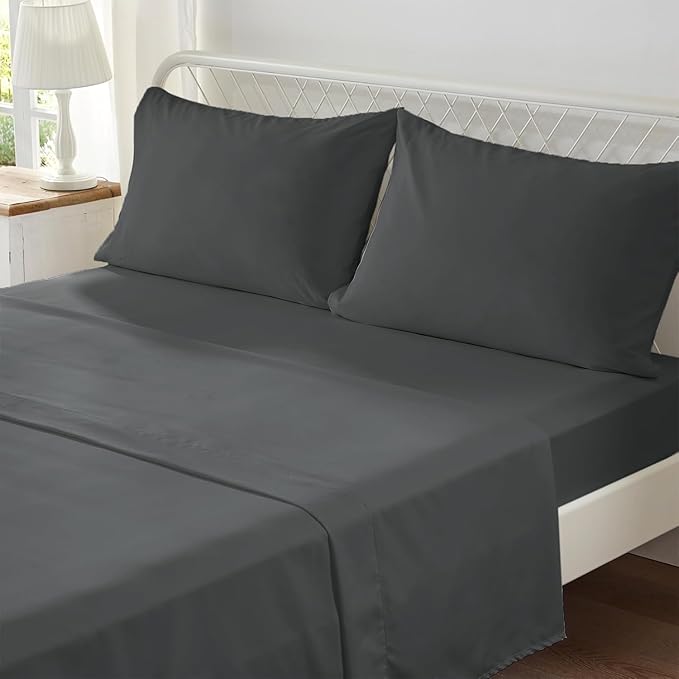 Zzlpp Full Comforter Set 7 Pieces, Dark Grey Seersucker Bed in a Bag with Comforter and Sheets, All Season Bedding Sets with 1 Comforter, 2 Pillow Shams, 2 Pillowcases, 1 Flat Sheet, 1 Fitted Sheet