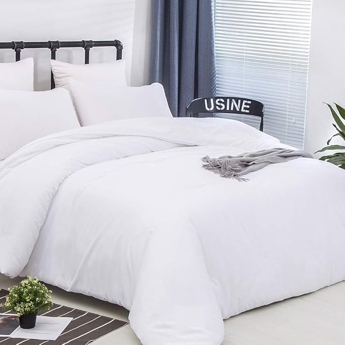 CLOTHKNOW White California King Comforter Set 3Pcs White Bedding Comforter Sets All Season Plain Bed Comforter and 2 x Pillow Cases