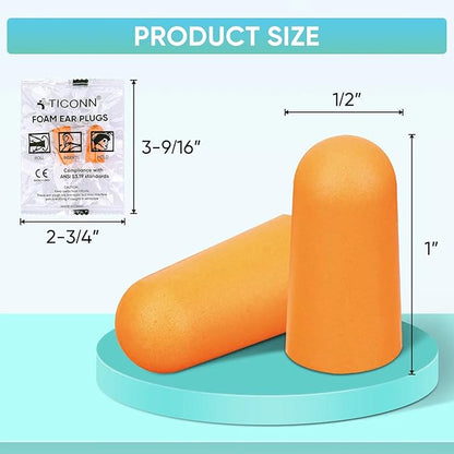 TICONN 40 Pairs Ear Plugs, 32dB Noise Reduction Earplugs for Sleeping Hearing Protection Travel Study Concentration Construction Site (40 Pairs)