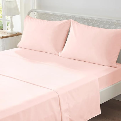 Zzlpp King Comforter Set 7 Pieces, Pink Seersucker Bed in a Bag with Comforter and Sheets, All Season Bedding Sets with 1 Comforter, 2 Pillow Shams, 2 Pillowcases, 1 Flat Sheet