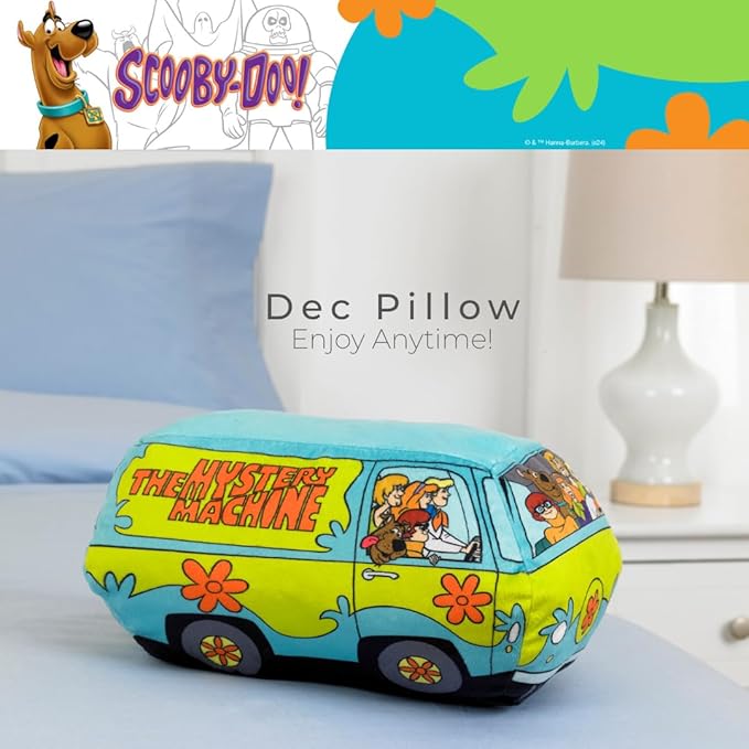 Scooby Doo Mystery Machine Van Decorative Pillow, 13.3 in x 7.8 in, Super Soft Plush, (Officially Licensed Product) by Franco Collectibles