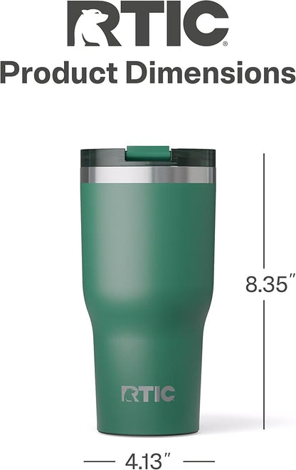 RTIC 30oz Essential Tumbler with Lid, Ceramic Lined, Insulated, Stainless Steel, Metal, Double Wall Vacuum-Insulation, Travel Cup for Iced Coffee, Tea, Hot and Cold Drink, Pine Tree