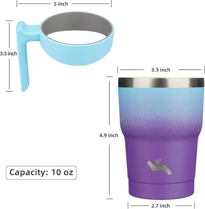 10 oz Tumbler with Handle and 2 Straw 2 Lid, Insulated Water Bottle Stainless Steel Vacuum Cup Reusable Travel Mug,Ocean Dream