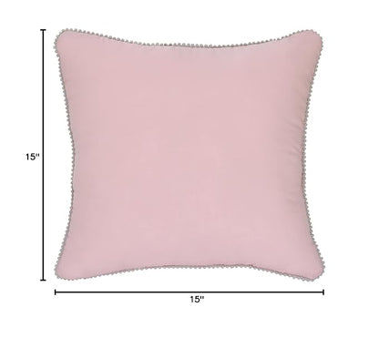 Disney Princess Enchanting Dreams Pink and Gold Embroidered Crown Decorative Throw Pillow with White Pom Pom Trim