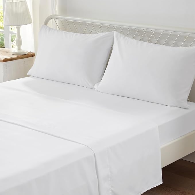 Zzlpp Queen Comforter Set 7 Pieces, White Seersucker Bed in a Bag with Comforter, Pillow Shams, Pillowcases, Flat Sheet, Fitted Sheet