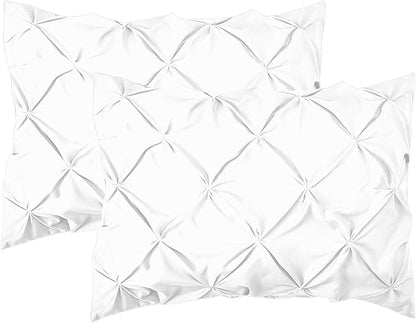 Elegant Comfort 8-Piece Pinch Pleated Comforter Set - All Season Complete Bed in a Bag, Includes 4pc Smart Sheet Set, Bed Skirt, Comforter, Matching Pillowcases and Shams, Full/Queen, White