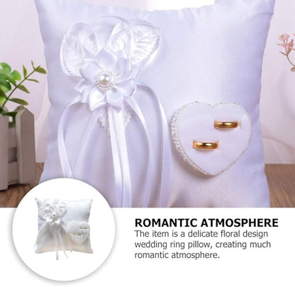 Veemoon Lace Pearl Wedding Ring Bearer Pillow Holder, 7.9 Inch Ring Bearer for Wedding
