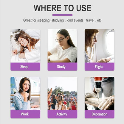 LYSIAN Slim Size Foam Ear Plugs for Small Ear Canals Women, Kids, 100 Pairs, 35dB SNR Noise Canceling Earplugs for Sleeping, Work and Study (Purple)