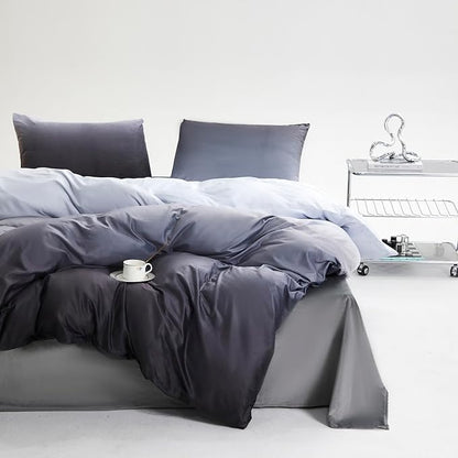 CLOTHKNOW Grey Silver Fluffy Queen Comforter Set 3Pcs Velvet Bedding Comforter Sets Soft Grey Queen Size Comforter Sets with 2 x Pillow Cases