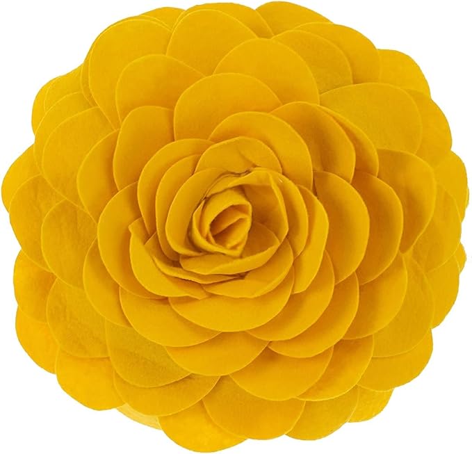 Fennco Styles Eva's Flower Garden Decorative Filled Throw Pillow 13" Round - Gold Floral Accent Pillow for Home, Couch, Bed, Living Room, Holiday and Office Décor