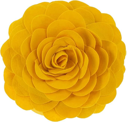 Fennco Styles Eva's Flower Garden Decorative Filled Throw Pillow 13" Round - Gold Floral Accent Pillow for Home, Couch, Bed, Living Room, Holiday and Office Décor