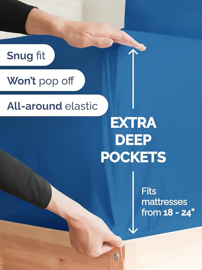 Extra Deep King Sheet Set - 6 Piece Breathable and Cooling Sheets - Hotel Luxury Bedding for Women, Men, Kids & Teens - Easy & Secure Fit - Soft, Wrinkle Free & Comfy - Extra Deep Pockets - Royal Blue