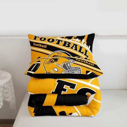 Feelyou Football Bedding Set Boys Girls Toddler Size Women Men Rugby Sports Comforter Set Football City Duvet Quilt Bedroom Decor