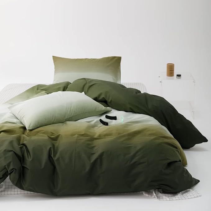 Luxlovery Dark Green Comforter Set Full Size Bedding Set Army Green Modern Bedding Set Soft Breathable Blanket Quilts 3 Piece Full Comforter Set
