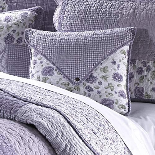 Donna Sharp Contemporary Decorative Throw Pillow with Lavender Rose (Patchwork) Design and Easy-to-Remove Zip Closure - Rectangle Pillows for Couch, Sofa, Beds and Chairs - 11" x 22"