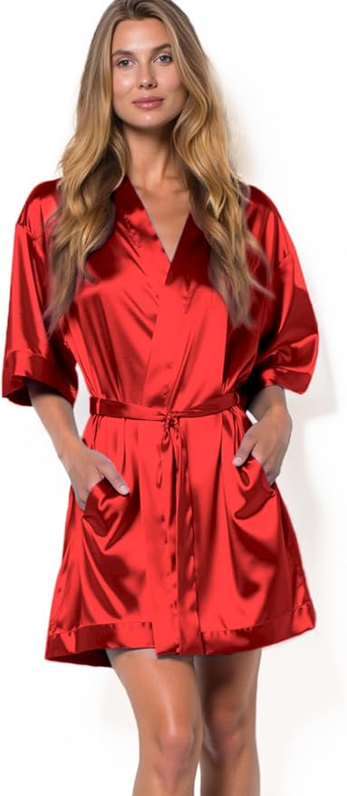Turquaz Women's Bride Bridesmaids Silky Robe Satin Kimono Robes for Women Lingerie