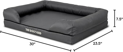 The Dog’s Bed Orthopedic Memory Foam Dog Bed with Bolsters, Oxford Fabric, Grey with Black Trim, M