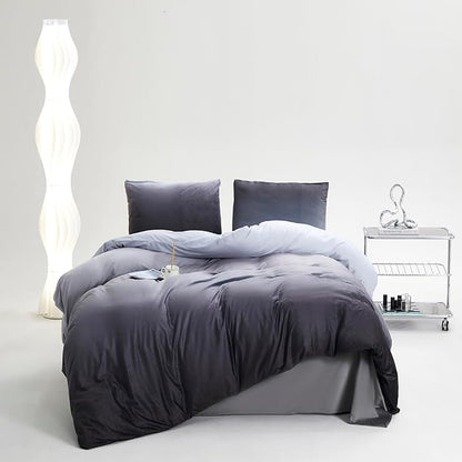 Cottonight Velvet Comforter King Fluffy Dark Grey Flannel Bedding Set Women Men Thick Warm Winter Blanket Quilts Sherpa Micromink White Grey Modern Chic Plush Fashion Bedding King