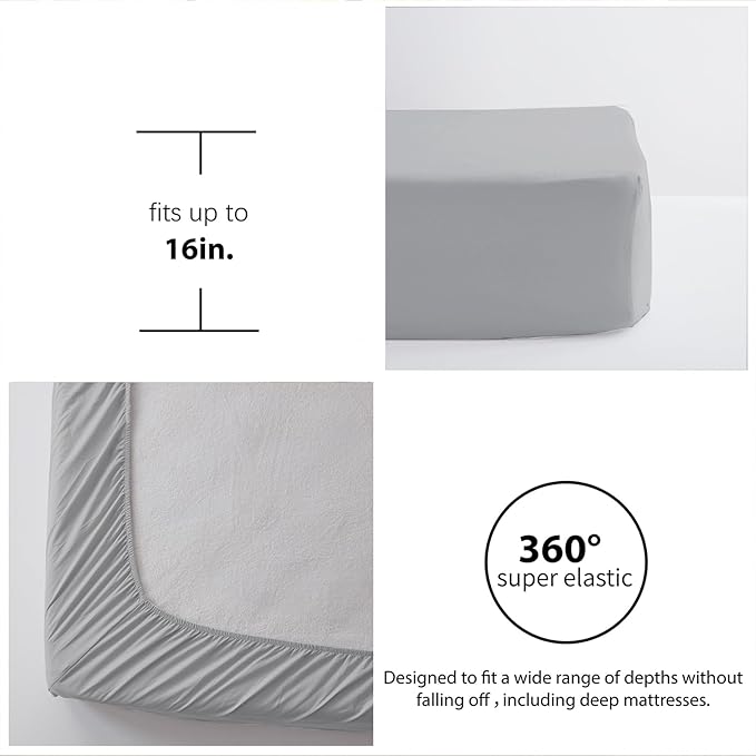 Zzlpp Queen Comforter Set 7 Pieces, Light Grey Seersucker Bed in a Bag with Comforter and 2 Sheets, All Season Bedding Sets with 1 Comforter, 2 Pillow Shams, 2 Pillowcases