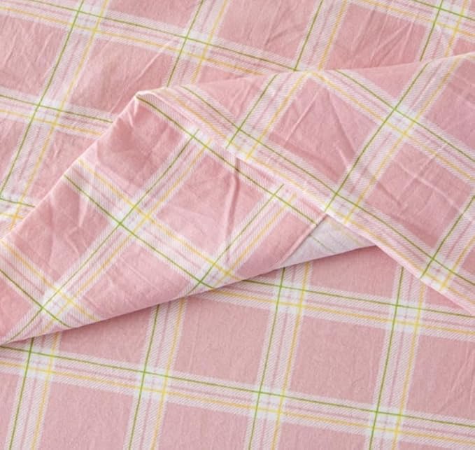 SDY 7PCS Pink Plaid Comforter and Sheet Set Queen Size, Super Soft Microfiber Gingam Bedding Set for Kids Girls Includes 1*Comforter,1* Flat Sheet, 1*Fitted Sheet,2*Pillowcases and 2*PillowcaseShams