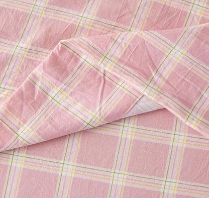 SDY 7PCS Pink Plaid Comforter and Sheet Set Queen Size, Super Soft Microfiber Gingam Bedding Set for Kids Girls Includes 1*Comforter,1* Flat Sheet, 1*Fitted Sheet,2*Pillowcases and 2*PillowcaseShams