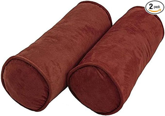 Blazing Needles Corded Microsuede Throw Pillows (Set of 2), 20" x 8", Red Wine