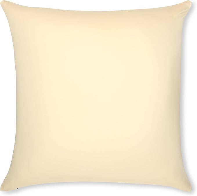 PILLOWY 26"x26" Throw Pillow - Off white- Creme: 1Pcs Luxurious Premium Microbead Pillow With 85/15 Nylon/Spandex Fabric. Forever Fluffy, Outstanding Beauty & Support. Silky, Soft & Beyond Comfortable