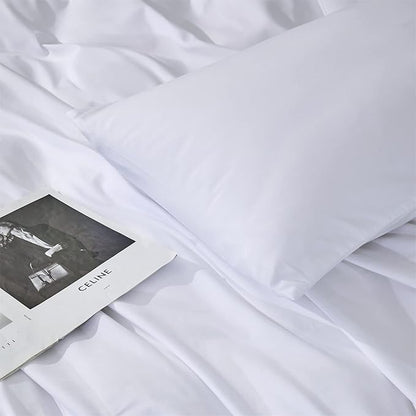 Wellboo White Comforter Sets Queen Size Solid Color Bedding Comforters Cotton Women Men Soft White Quilts Cozy Adults Teens Modern Blankets Bedding