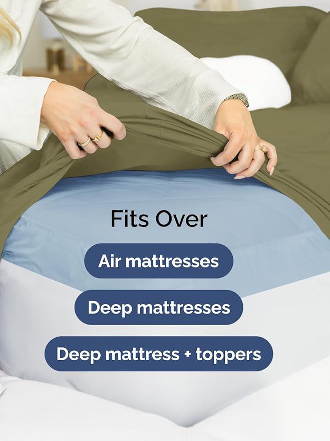 Extra Deep Cal King Sheet Set - 6 Piece Breathable and Cooling Sheets - Hotel Luxury Bedding for Women, Men, Kids & Teens - Easy & Secure Fit - Soft and Wrinkle Free - Extra Deep Pockets - Sage Green