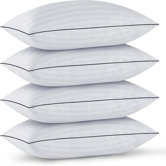 GOHOME Pillows Queen Size Set of 4 - Bed Pillows for Sleeping 4 Pack, Cooling Supportive Hotel Pillows with Premium Soft Down Alternative Fill for Side Stomach and Back Sleepers