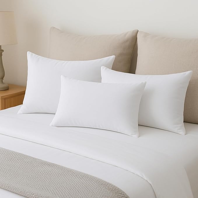 Hypoallergenic Lumbar Pillow Inserts 4 Pack, 12 × 20 Inches – Plush Polyester Throw Pillow Fillers for Sofas, Beds, and Office Use