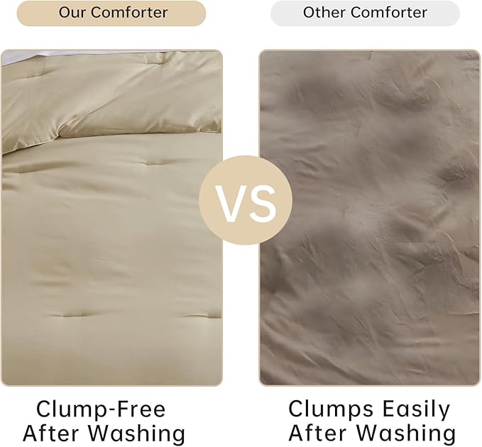 satisomnia King Size Lightweight Comforter Beige, 3 Piece Comforter Set King
