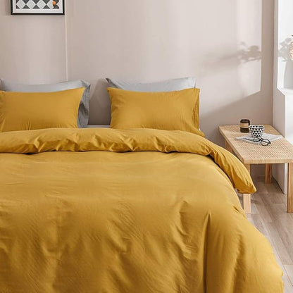 Wellboo Yellow Full Comforter Sets Solid Mustard Yellow Bedding Comforters Women Men Plain Dark Yellow Quilts Modern Minimalist Gold Yellow Blankets Soft Vintage Ginger Yellow Bedroom Decor Aesthetic