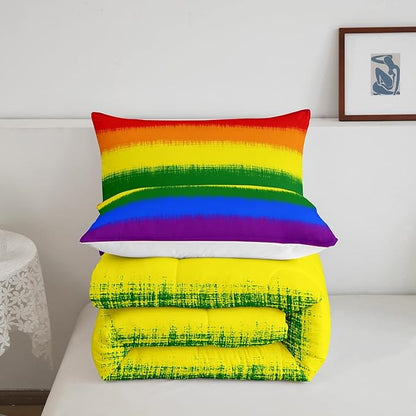 Feelyou Rainbow Bedding Set Colorful Rainbow Comforter Set for Kids Boys Girls Multicolor Comforter Ultra Soft Quilt Set 1 Comforter Set with 2 Pillowcases King Size