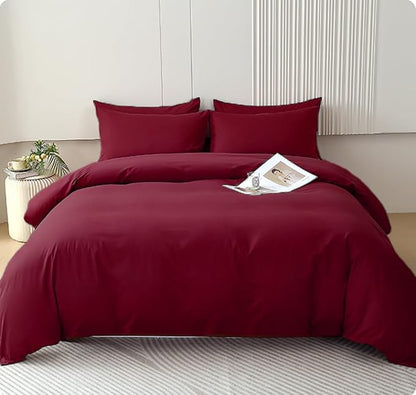 Houseri Burgundy Comforter Sets Full Wine Red Bedding Full Size Noble Bordeaux Red Vintage Bed Sets Teen Girls Women Farmhouse Shabby Chic Soft Comfy Dark Red Quilts Full