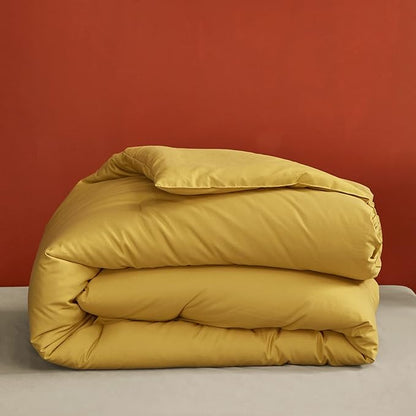 Luxlovery Mustard Yellow California King Comforter Set Bedding Set Dark Yellow King Blanket Quilts Soft Breathable Quilts with 1 Green+1 Caramel Pillowcase for Women Men