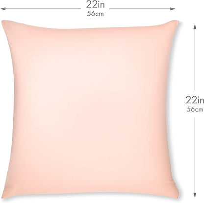 PILLOWY 22" x 22" Throw Pillow - Cream Peach: 1 PCS Luxurious Premium Microbead Pillow with 85/15 Nylon/Spandex Fabric. Forever Fluffy, Outstanding Beauty & Support. Silky, Soft & Beyond Comfortable