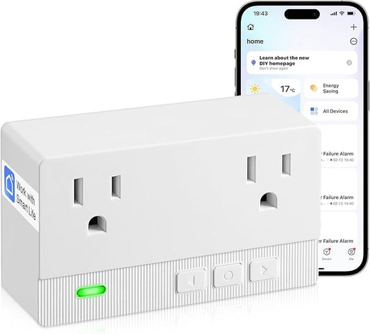 Freezer Alarm Wireless WiFi Alert 2.4GHz,Power Failure Alarm with 2 Socket, 110dB Power Loss Alert with LED Indicator,Blackout Alert for GFCI Trips,Refrigerator,Freeze,Compatible with Smart Life