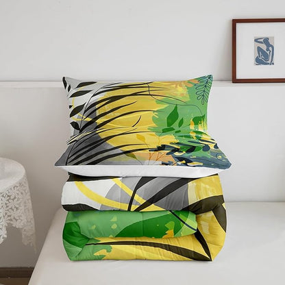 Erosebridal Minimalism Modern Comforter Set Queen Grey Black Yellow Bedding Set, Mid Century Abstract Bedding Comforter Sets Geometric Duvet Sets, Aesthetic Quilted Comforter Breathable Artists Gifts