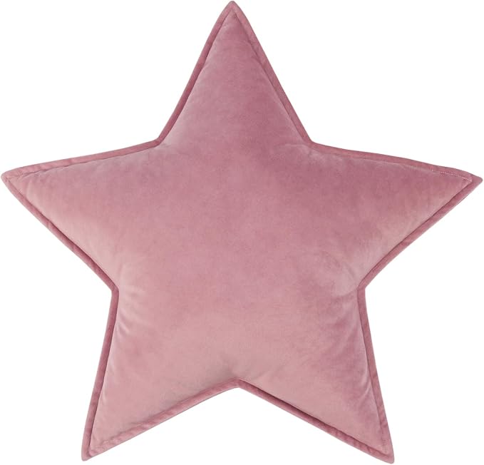 Moon Shaped Throw Pillow Star Couch Cushion Decorative Pillows Fluffy Velvet Stars Home Decor Plush for Bedroom (Star, Dusty Pink)