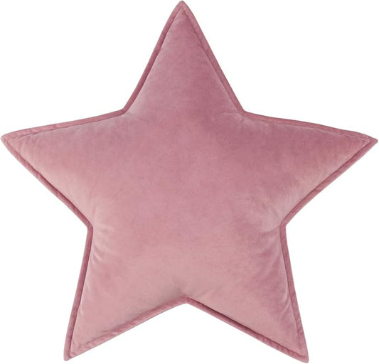 Moon Shaped Throw Pillow Star Couch Cushion Decorative Pillows Fluffy Velvet Stars Home Decor Plush for Bedroom (Star, Dusty Pink)