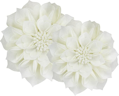 Fennco Styles Handmade 3D Heart-Shaped Petals Flower Decorative Filled Throw Pillow 13" Round - Ivory Floral Pillow for Couch, Home Décor and Holiday, Housewarming Gift