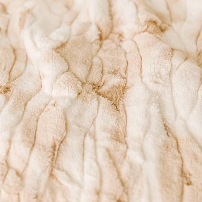 Minky Designs Crème Brulee Minky Blanket – Ultra Soft Faux Fur Throw Blanket for Couch, Bed & Home – Fluffy, Warm & Luxurious – Posh Collection (Large, 60x72)