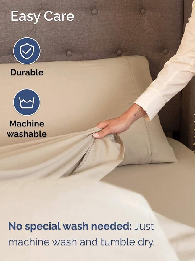 Extra Deep Cal King Sheet Set - 6 Piece Breathable and Cooling Sheets - Hotel Luxury Bedding for Women, Men, Kids & Teens - Easy Secure Fit - Soft, Wrinkle Free and Comfy - Extra Deep Pockets - Cream