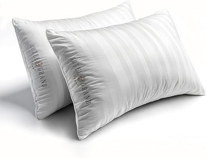 Hotel Grand 5-Star Feather Down Pillows King Size 2 Packs - 100% Cotton Machine Washable Soft Supportive Hypoallergenic Bed Pillows for All Sleep Positions