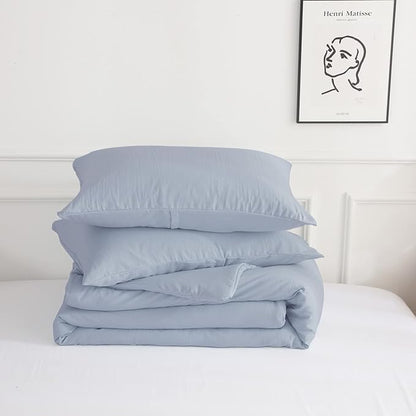 COTTEBED Twin Size Bed Comforter Sets, Super Soft Lightweight Washaed Cotton, 1 Bedding Down Comforter and 1 Pillowsham for Kids College Dorm Boys Girls (Twin/Twin XL,Light Dusty Blue)